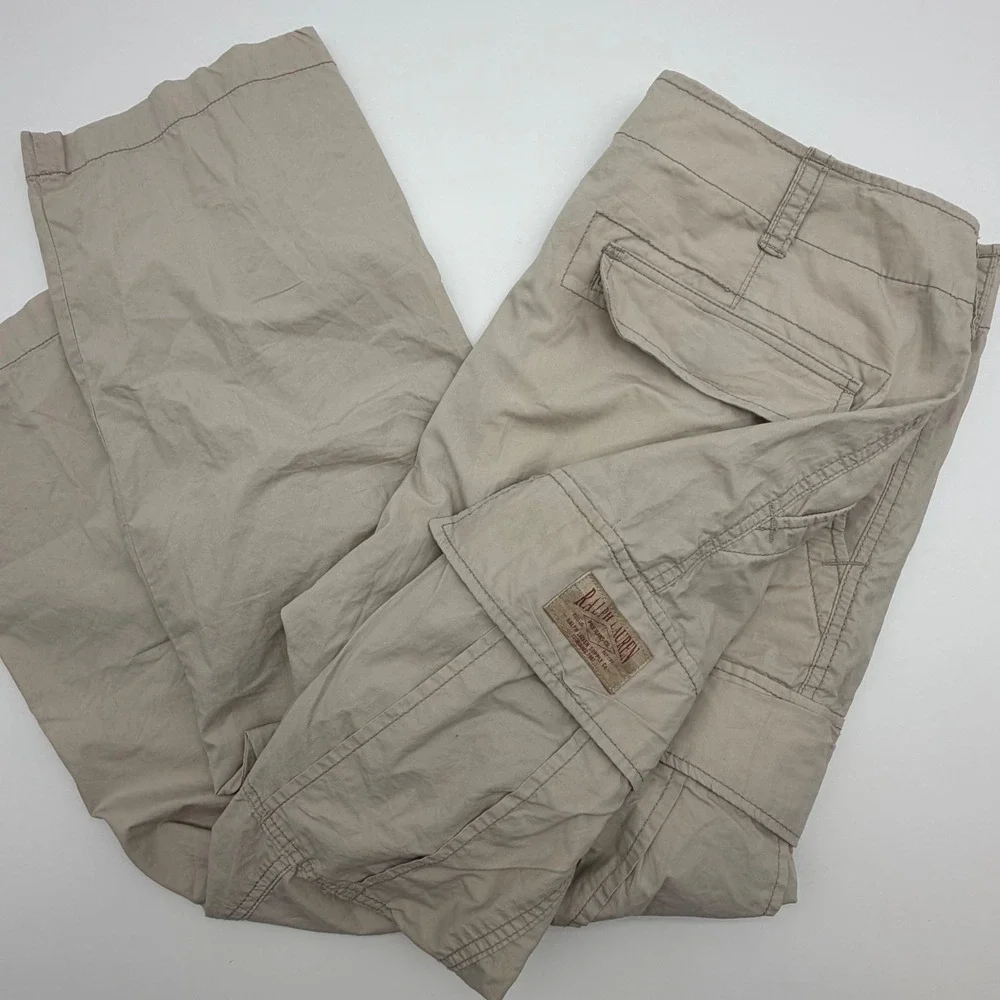 Polo Jeans Co Ralph Lauren Mens Cargo Pants 38x30 Tan Khaki Cotton Utility Work